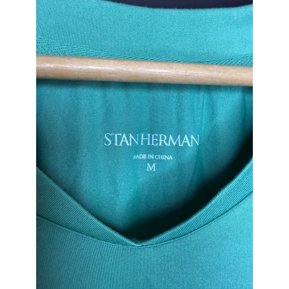 Stan Herman Printed Peached 2pc Cropped Pant Lounge Set. Tropical Palm: M #58" - Picture 4 of 9